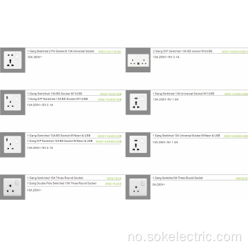 Neonlysbrytere og stikkontakter med CE-sertifisering